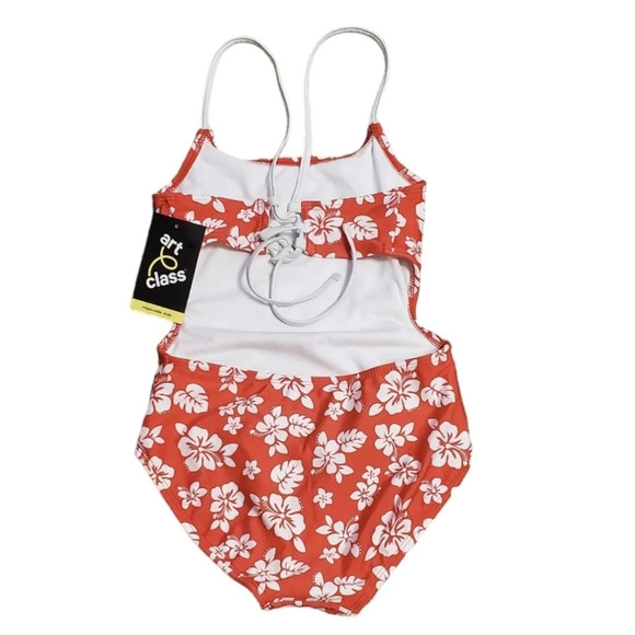 NWT Art Class Girl's Hawaiian Retreat One Piece Floral Swimsuit M 8 - Picture 4 of 6